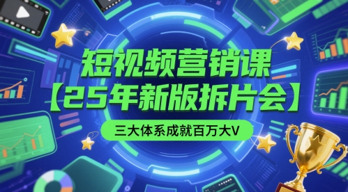 短视频营销课【25年新版拆片会】三大体系成就百万大V，包含正课、拆片会、手把手教学直播课等-来福网创