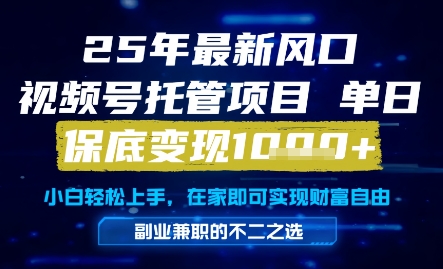 25年最新风口，视频号托管项目，单日保底变现1k+，手把手教学【揭秘】-来福网创