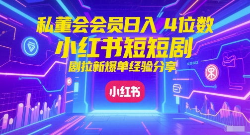 私董会会员日入4位数小红书红果短剧拉新爆单经验分享-来福网创