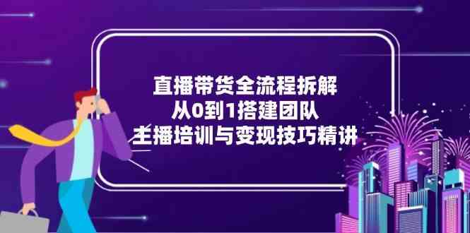 直播带货全流程拆解：从0到1搭建团队，主播培训与变现技巧精讲-来福网创