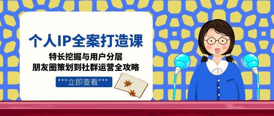 个人IP全案打造课，特长挖掘与用户分层，朋友圈策划到社群运营全攻略-来福网创