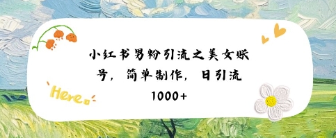 小红书男粉引流项目之美女账号6，简单制作，条条爆款原创，不违规-来福网创
