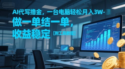 AI代写撸金，一台电脑轻松月入1-3W，做一单结一单，收益稳定【附工具教程】-来福网创