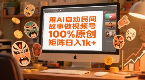 用AI自动民间故事做视频号，100%原创，矩阵日入1k+-来福网创