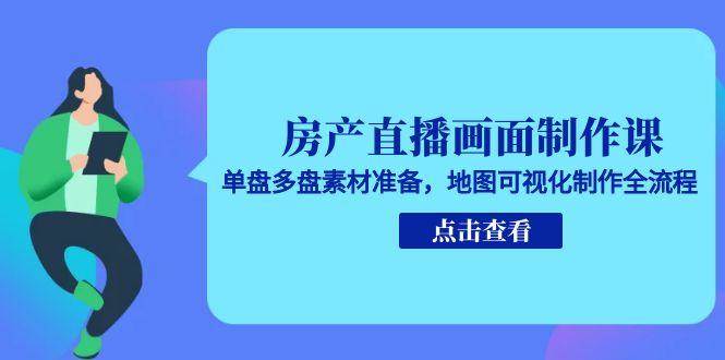 （15156期）房产直播画面制作课，单盘多盘素材准备，地图可视化制作全流程-来福网创