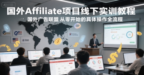 国外Affiliate项目线下实训教程，国外广告联盟从零开始的具体操作全流程-来福网创