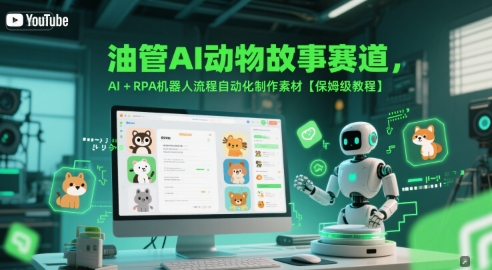 油管AI动物故事赛道，AI+RPA机器人流程自动化制作素材【保姆级教程】-来福网创