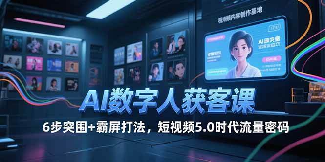 （15247期）AI数字人获客课，6步突围+霸屏打法，短视频5.0时代流量密码-来福网创