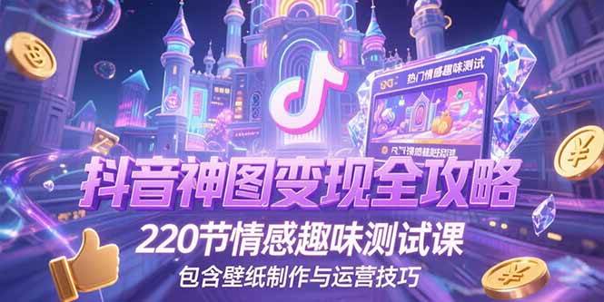（15264期）抖音神图变现全攻略，220节情感趣味测试课，包含壁纸制作与运营技巧-来福网创