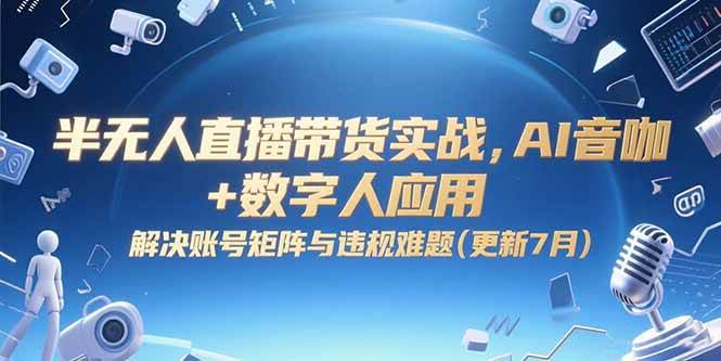 （15280期）半无人直播带货实战，AI音咖+数字人应用 解决账号矩阵与违规难题(更新7月)-来福网创