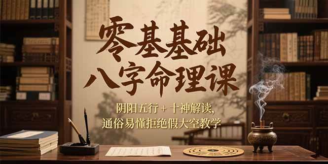 （15283期）零基础八字命理课，阴阳五行+十神解读，通俗易懂拒绝假大空教学-来福网创