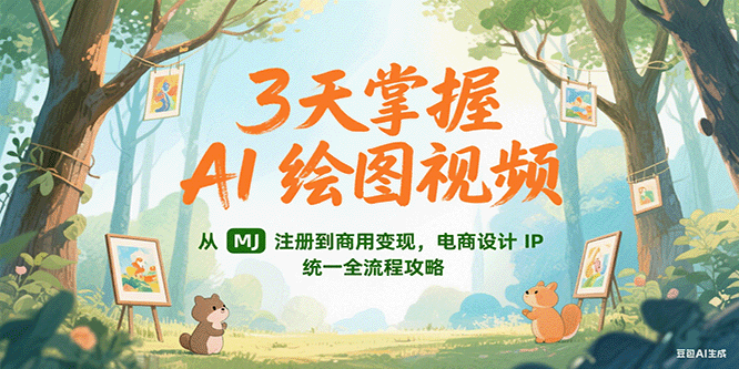3天掌握AI绘图视频，从MJ 注册到商用变现，电商设计IP统一全流程攻略-来福网创