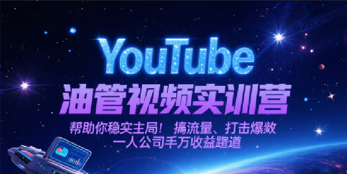 YouTube油管视频实训营，帮助你稳入局、搞流量、打爆款，一人公司千万收益赛道-来福网创