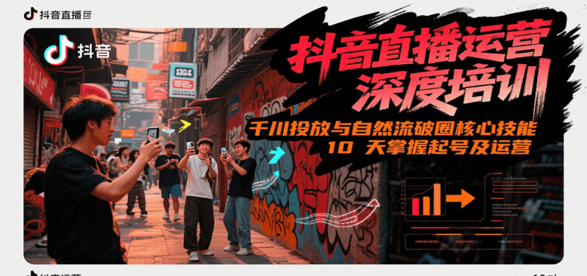 抖音直播运营深度培训，千川投放与自然流核心技能，10天掌握起号及运营(6-7月新课)-来福网创