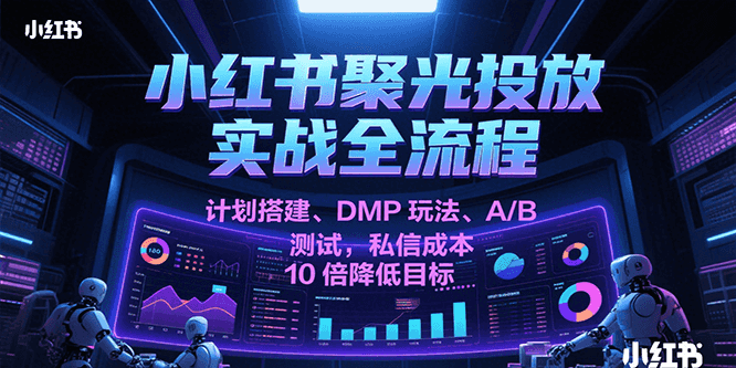 小红书聚光投放实战全流程，计划搭建、DMP玩法、A/B测试，私信成本10倍降低目标-来福网创
