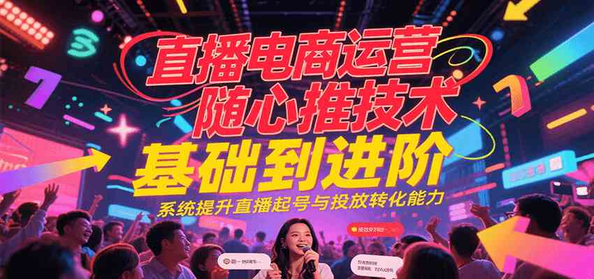 直播电商运营随心推投放技术基础到进阶，系统提升直播起号与投放转化能力-来福网创