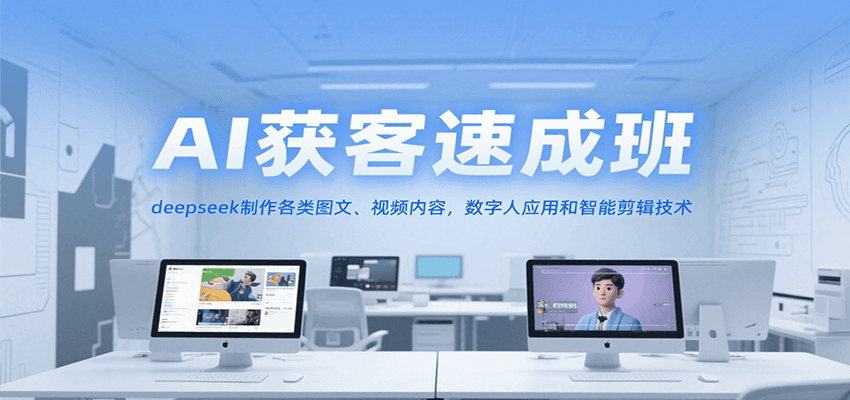 AI获客速成班，deepseek制作各类图文、视频内容，数字人应用和智能剪辑技术-来福网创