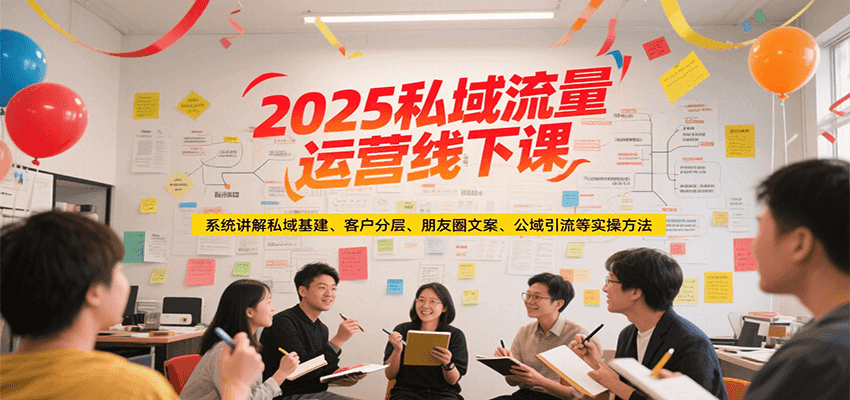2025私域流量运营线下课，系统讲解私域基建/客户分层/朋友圈文案/公域引流等实操方法-来福网创
