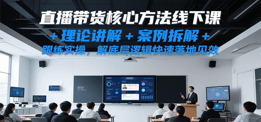 直播带货核心方法线下课，理论讲解+案例拆解+跟练实操，解底层逻辑快速落地见效-来福网创