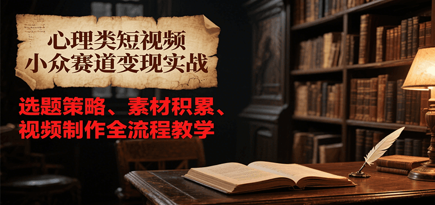 心理类短视频小众赛道变现实战，选题策略、素材积累、视频制作全流程教学-来福网创