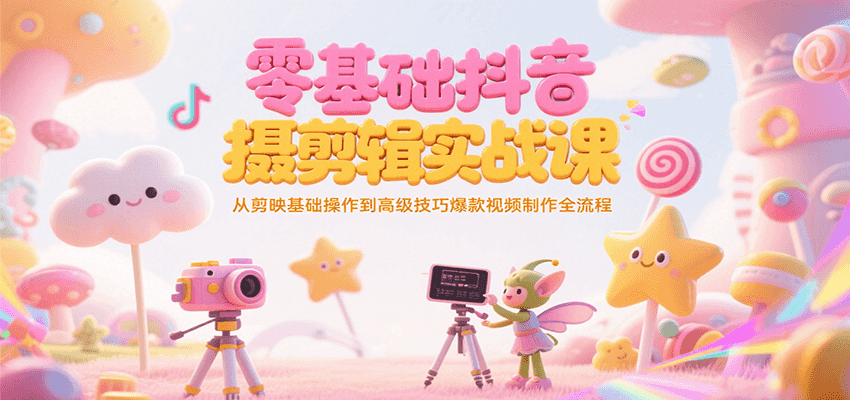 零基础抖音短视频拍摄剪辑实战课，从剪映基础操作到高级技巧爆款视频制作全流程-来福网创