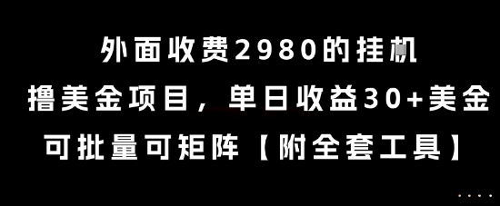 外面收费2980的挂G撸美金项目，单日收益30+美金，可批量可矩阵【揭秘】-来福网创