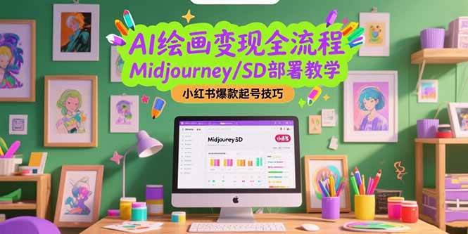 （15324期）AI绘画变现全流程，Midjourney/SD部署教学，小红书爆款起号技巧-来福网创