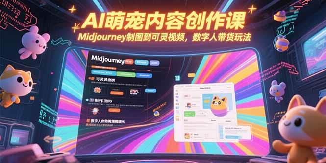 （15311期）AI萌宠内容创作课，Midjourney制图到可灵视频，数字人带货玩法-来福网创