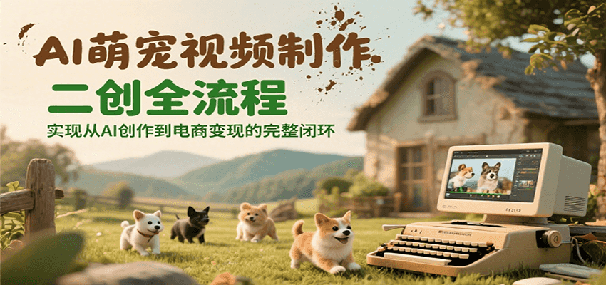 AI萌宠视频制作二创全流程，实现从AI创作到电商变现的完整闭环-来福网创