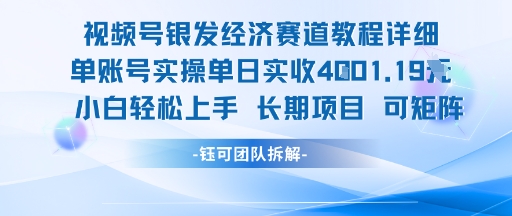 视频号银发经济赛道单账号实操单日实收1k+，小白轻松上手长期项目-来福网创