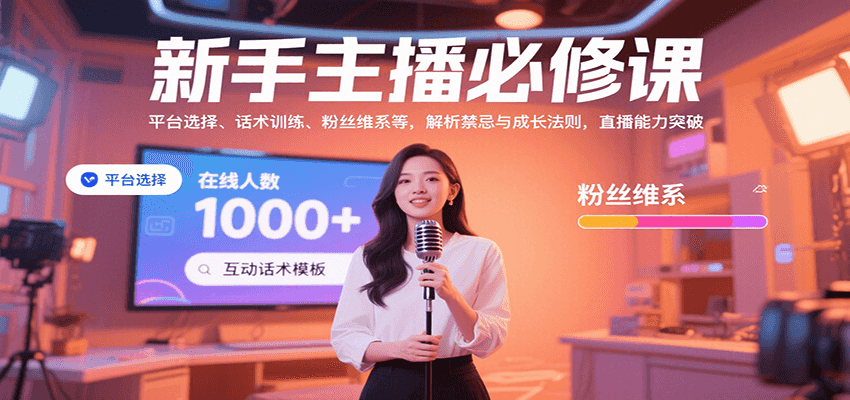 新手主播必修课：平台选择、话术训练、粉丝维系等，解析禁忌与成长法则，突破直播能力-来福网创