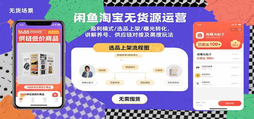 闲鱼淘宝无货源运营：盈利模式/选品上架/曝光转化，讲解养号、供应链对接及黑搜玩法-来福网创