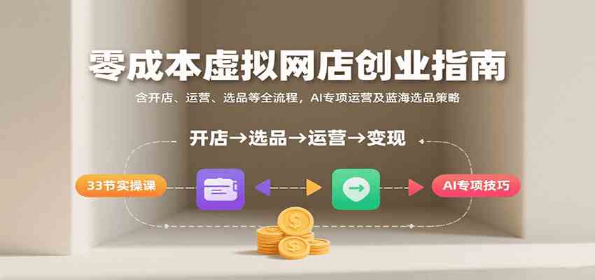 零成本虚拟网店创业指南，含开店、运营、选品等全流程， AI专项运营及蓝海选品策略-来福网创