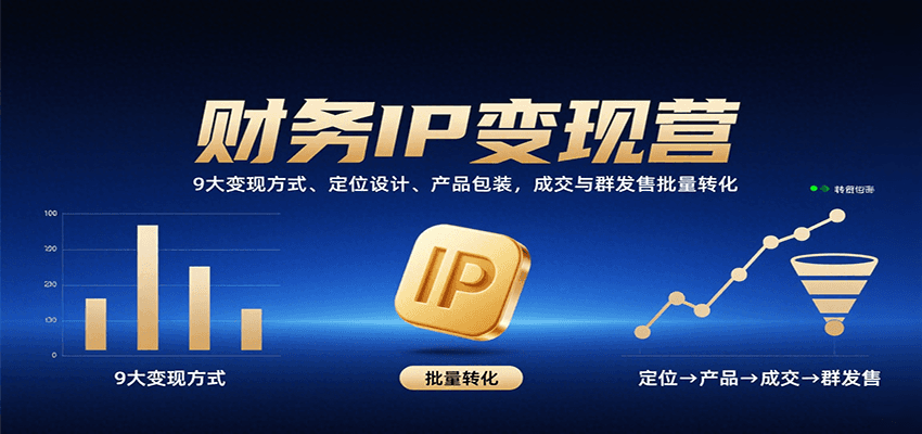 财务IP变现营：9大变现方式、定位设计、产品包装，成交与群发售批量转化-来福网创