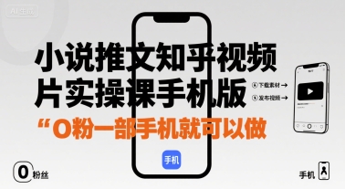小说推文知乎视频图片实操课手机版，0粉一部手机就可以做-来福网创