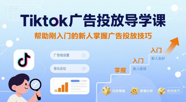 Tiktok广告投放导学课，帮助刚入门的新人掌握广告投放技巧-来福网创