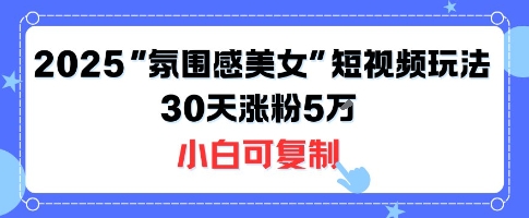 不露脸也能火！2025“氛围感美女”短视频玩法，30天涨粉5W小白可复制-来福网创
