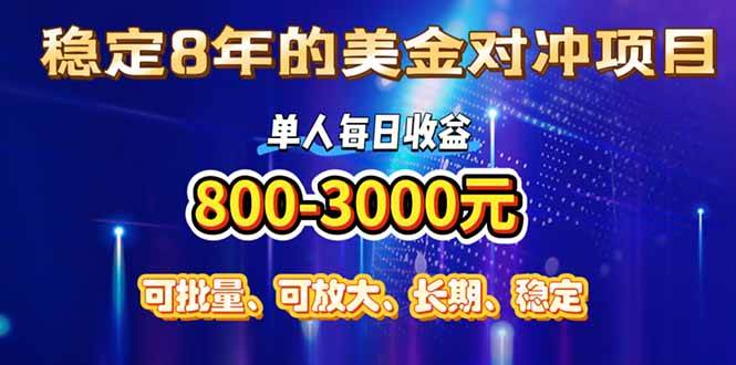 （15782期）稳定8年的美金对冲创业项目，单人每日收益800-3000，小众暴力项目-来福网创
