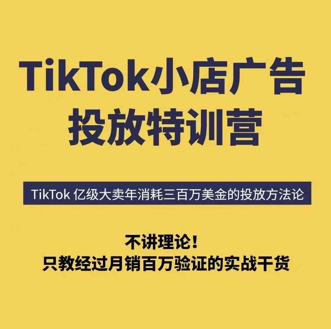 TikTok小店广告投放特训营，6天破局计划专治各种“投不动”，教你经过月销百万验证的实战干货-来福网创