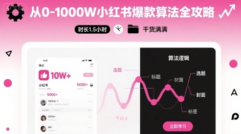 从0-1000W小红书爆款算法全攻略，时长1.5小时，干货满满-来福网创