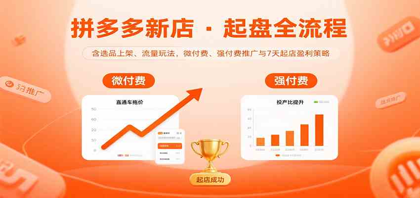 拼多多新店起盘全流程，含选品上架、流量玩法，微付费、强付费推广与7天起店盈利策略-来福网创