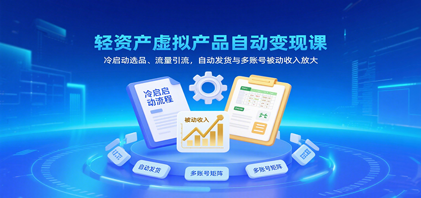 轻资产虚拟产品自动变现课，冷启动选品、流量引流，自动发货与多账号被动收入放大-来福网创