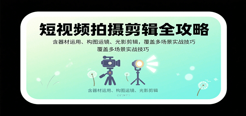 短视频拍摄剪辑全攻略：含器材运用、构图运镜、光影剪辑，覆盖多场景实战技巧-来福网创