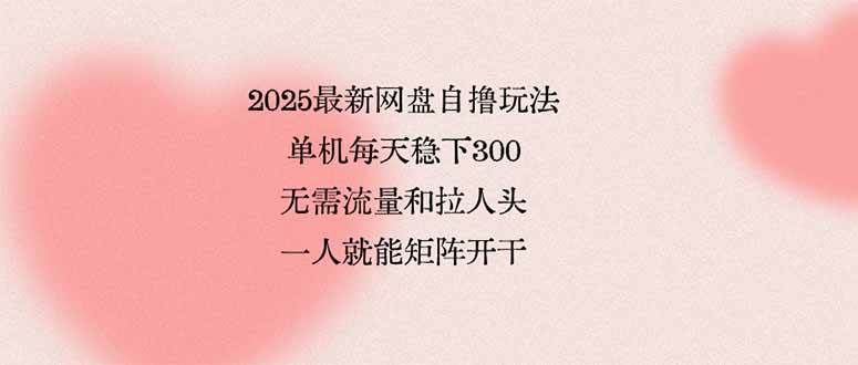 （15831期）2025最新网盘自撸玩法，单机每天稳下3张，无需流量和拉人头，一个人就…-来福网创