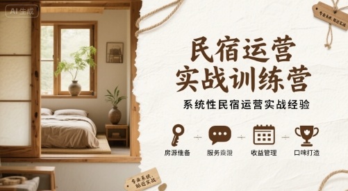 民宿运营实战训练营，系统性民宿运营实战经验-来福网创