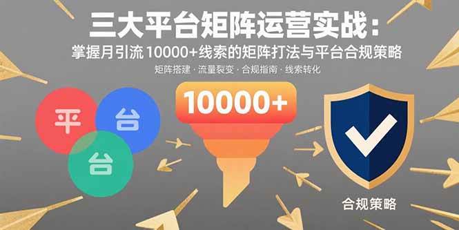 （15841期）三大平台矩阵运营实战：掌握月引流10000+线索的矩阵打法与平台合规策略-来福网创