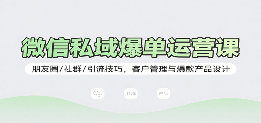 微信私域爆单运营课：朋友圈/社群/引流技巧，客户管理与爆款产品设计-来福网创