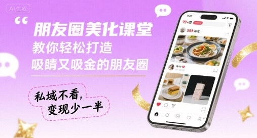 朋友圈美化课堂，教你轻松打造，吸睛又吸金的朋友圈，私域不看，变现少一半-来福网创
