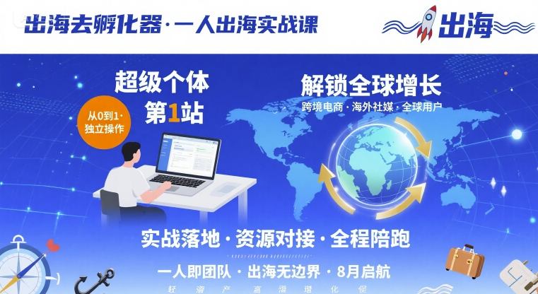 出海去孵化器，一人出海实战课，​超级个体第1站，解锁全球增长-来福网创