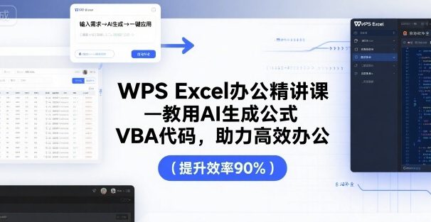 WPS Excel办公精讲课，教用 AI 生成公式，VBA 代码，助力高效办公-来福网创